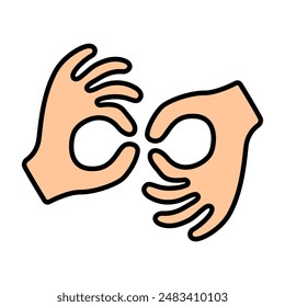 Sign language line icon. Deaf, dumb, deaf-mute, speech, gesture, disabled person, people with disabilities, medicine, ableism, handicapped, Disability Rights Movement.