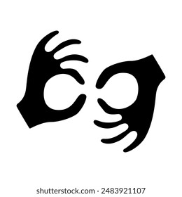 Sign language line icon. Deaf, dumb, deaf-mute, speech, gesture, disabled person, people with disabilities, medicine, ableism, handicapped, Disability Rights Movement.