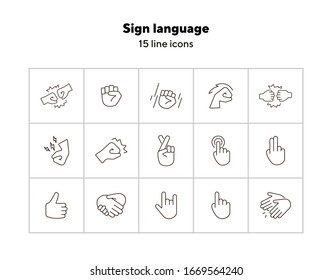 Zeichnen Sie das Symbol für die Sprachlinie. Gestur einer Einzelsignatasche. Gesture Konzept. Vektorillustration-Symbolelemente für Webdesign