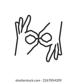 Sign sign language, linear icon. Line with editable stroke