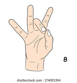 Sign language ,number 8