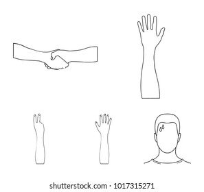 Sign Language outline icons in set collection for design.Emotional part of communication vector symbol stock web illustration.