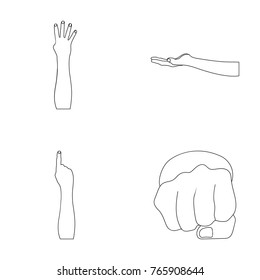 Sign Language outline icons in set collection for design.Emotional part of communication vector symbol stock web illustration.