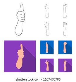 Sign Language outline,flat icons in set collection for design.Emotional part of communication vector symbol stock web illustration.