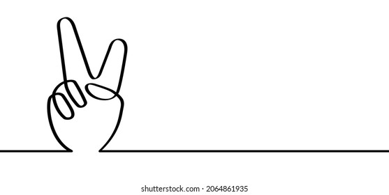 Sign language peace. V finger or fingers for freedom. Peace day  symbol. Vector icon or pictogram. Hand gesture. Peace icon or pictogram. Line pattern logo.