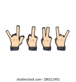sign language set: peace, rock. Vector illustration