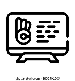 sign language translation and subtitling line icon vector. sign language translation and subtitling sign. isolated contour symbol black illustration