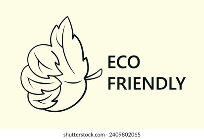 Sign, leaf in the shape of a hand with a thumbs up. Eco friendly symbol concept. Graphic sign on an environmental theme for design of a logo, sticker, icon, etc. Isolated gesture of approval. Vector
