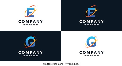 Sign letter e and g wrench logo