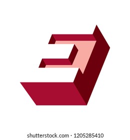 Sign of the letter E. Vector Illustration.