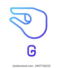 Sign for letter G in ASL pixel perfect gradient linear vector icon. Nonverbal communication for people with deafness. Thin line color symbol. Modern style pictogram. Vector isolated outline drawing