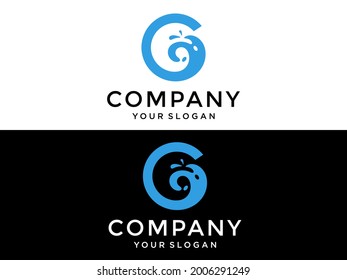 Sign the letter G with Waves. Abstract alphabet, font emblem. Branding Identity Corporate vector logo design template Isolated on a white background