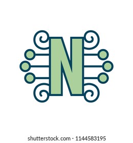 Sign of the letter N. Vector Illustration.