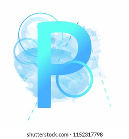 Sign of the letter P. Vector Illustration. Gradient Font. Alphabet