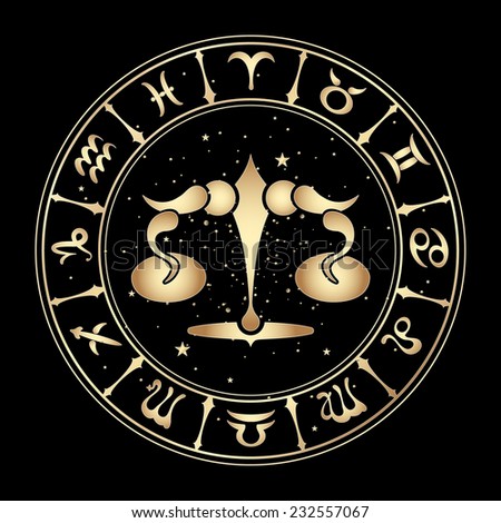 sign Libra on black background , vector illustration
