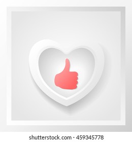 Sign like in a frame in the form of heart on a light background.Vector illustration.Can be used in web design as poster,banner,postcard.