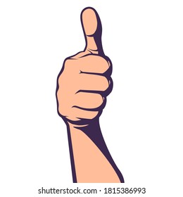 Sign Like, Yes. Hand gesture. Thumb up. Concept for political, social poster. Vector illustration.