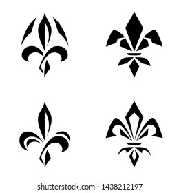 Sign and a lily logo, a strict one-color silhouette of a Fleur-de-lis