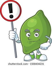 With sign lime fruit character on white background