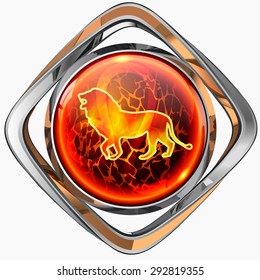 the sign of a lion on a white background
