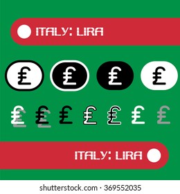 Sign Lira.
Graphical representation of the currency symbol, simple, symbolic image.