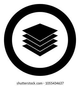 Sign list or pile of papers icon black color in circle