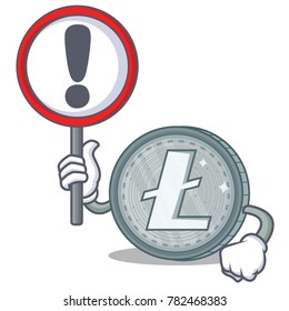 With sign Litecoin character cartoon style