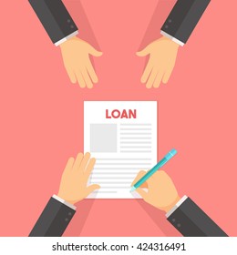 Sign a loan document concept vector illustration