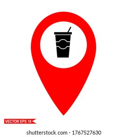 
ubicación de señalización de café o lugar de bebida, ubicación de señalización de café o lugar de bebida en un estilo plano