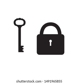 sign, lock and key on a white background vector illustration