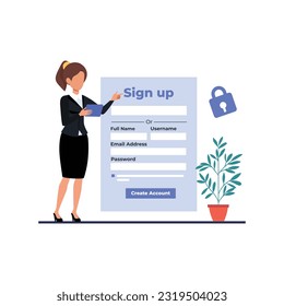 Sign Up or login concept illustration for landing page