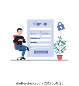 Sign Up or login concept illustration for landing page