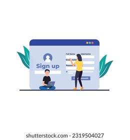 Sign Up or login concept illustration for landing page