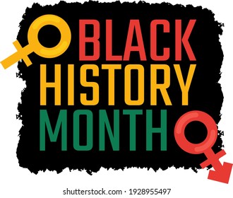 Sign logo Black history month. Sign for print, flyer. Gender symbols.