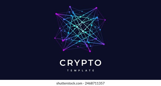 Sign, logo Blockchain. Symbol, logo for blockchain technology, logotype. Hexagon, connection line transaction for logo, brand label, emblem, branding, smart contract block symbol. Vector Illustration