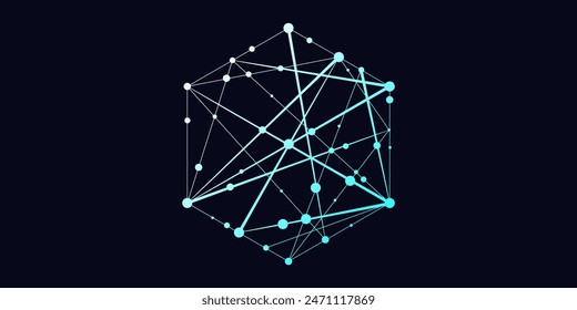 Sign, logo Blockchain. Symbol, logo for blockchain technology, logotype. Hexagon, connection line transaction for logo, brand label, emblem, branding, smart contract block symbol. Vector Illustration