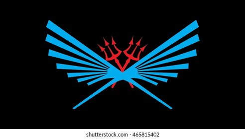 sign logo wings and a pitchfork