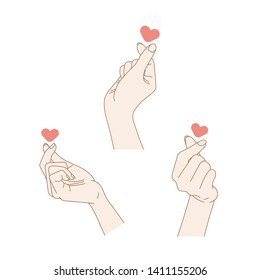 Sign of love. 3 vector hand drawn illustrations