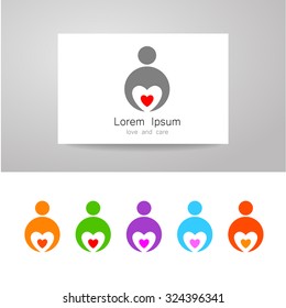 Sign of of love and caring. Template design for the logo of the company, organization, community. Corporate identity presentation.