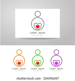 Sign of of love and caring. Template design for the logo of the company, organization, community. Corporate identity presentation.