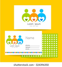Sign of of love and caring. Template design for the logo of the company, organization, community. Corporate identity presentation.