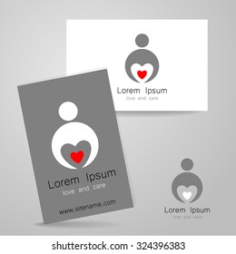 Sign of of love and caring. Template design for the logo of the company, organization, community. Corporate identity presentation.