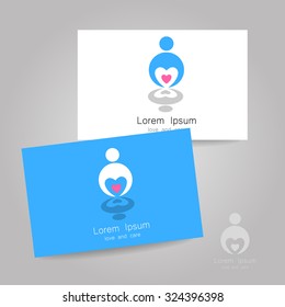 Sign of of love and caring. Template design for the logo of the company, organization, community. Corporate identity presentation.