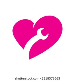 sign of love technician logo vector icon illustration design  