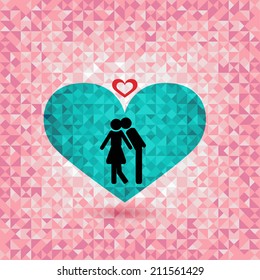 sign of lover on Pink tone triangle abstract background