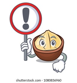With sign macadamia character cartoon style