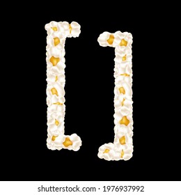 The sign made up of airy popcorn. Vector illustration.