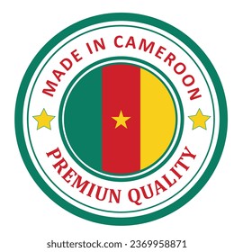 The sign is made in Cameroon. Framed with the flag of the country