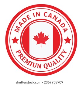 The sign is made in Canada. Framed with the flag of the country