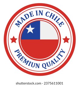 Das Schild ist in Chile hergestellt. mit der Flagge des Landes umrahmt